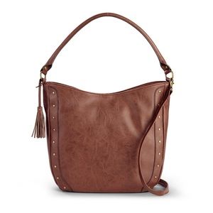 NWT brown hobo bag with tassels and copper detail